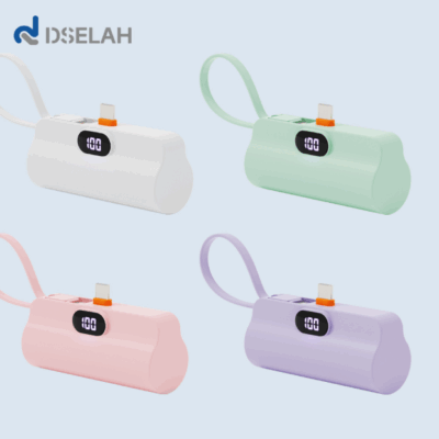 desleah 디셀라 컬러 PD 20W 고속 LCD 액정 디스플레이 5000mAh 2 in 1 미니 도킹형 보조배터리